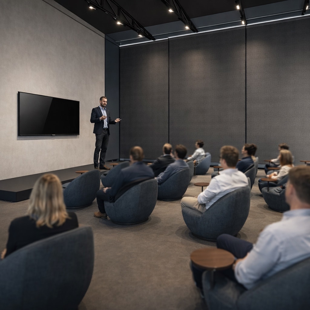 Palestra na sala de treinamento da GD Tech